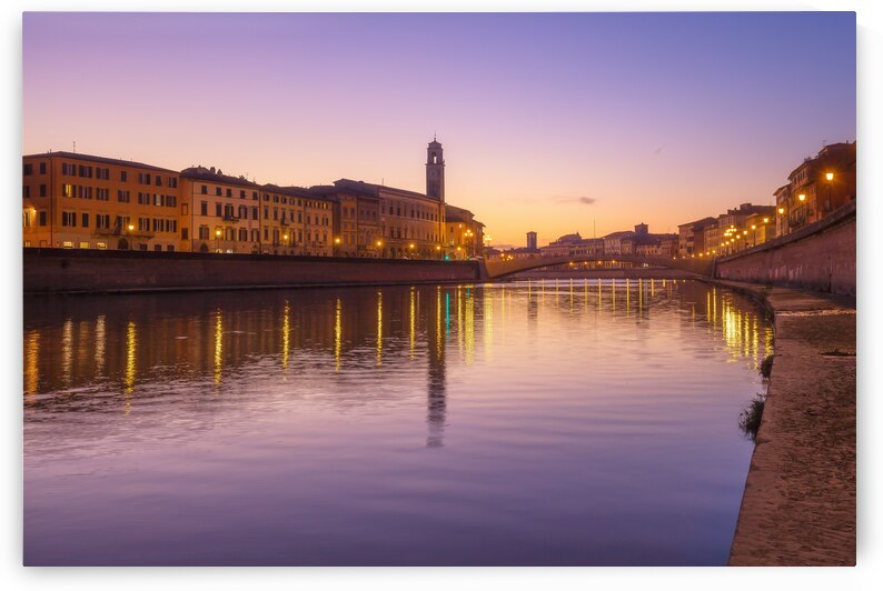 Arno river and Ponte di Mezzo bridge. Pisa by Stefano Orazzini