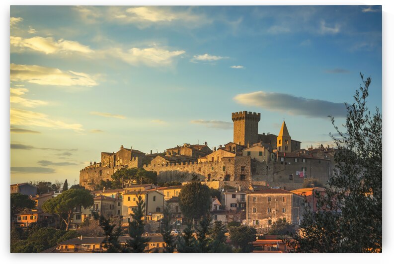 Capalbio medieval village skyline at sunset. Maremma Tuscany by Stefano Orazzini