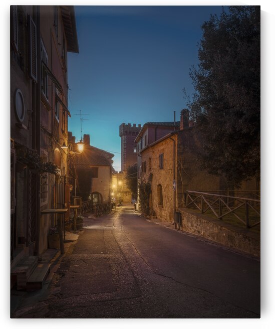 Bolgheri village street at sunset. Tuscany by Stefano Orazzini