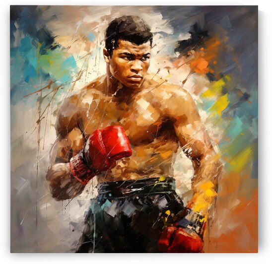 Muhammad Ali colored palette knife oil painting wall art by Goldfishwallart