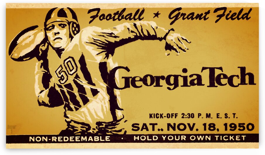 1950 Georgia Tech Football Ticket Remix by Row One Brand