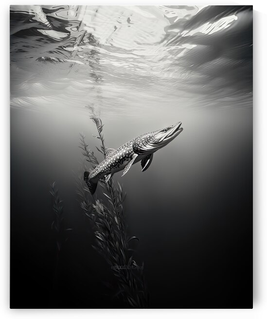 Northern Pike Black and White by Christopher Rousseau Villella