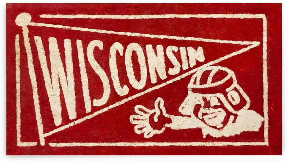 Vintage Wisconsin Football Player Art by Row One Brand