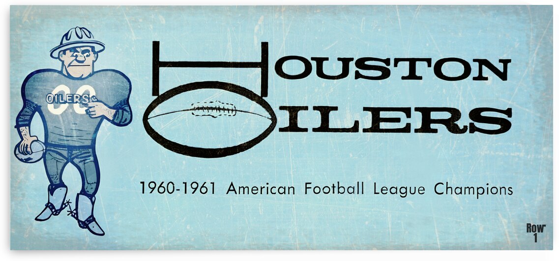 1961 Houston Oilers Football Art by Row One Brand