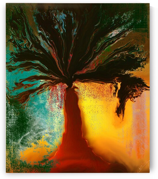 Sunset Solace and the Majestic Tree - Happy Art Print by Corina Ioana