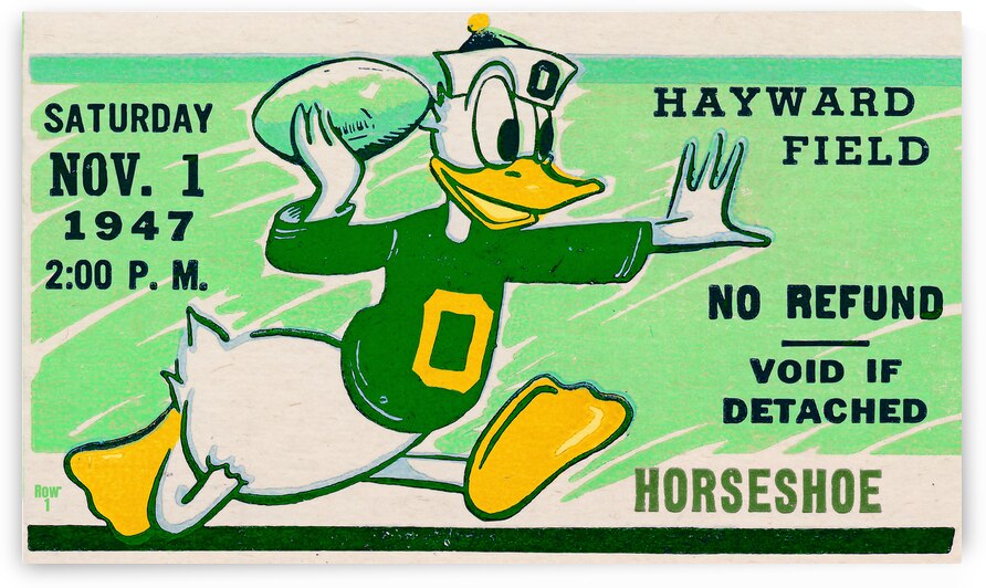 1947 Oregon Duck Ticket Stub Remix by Row One Brand