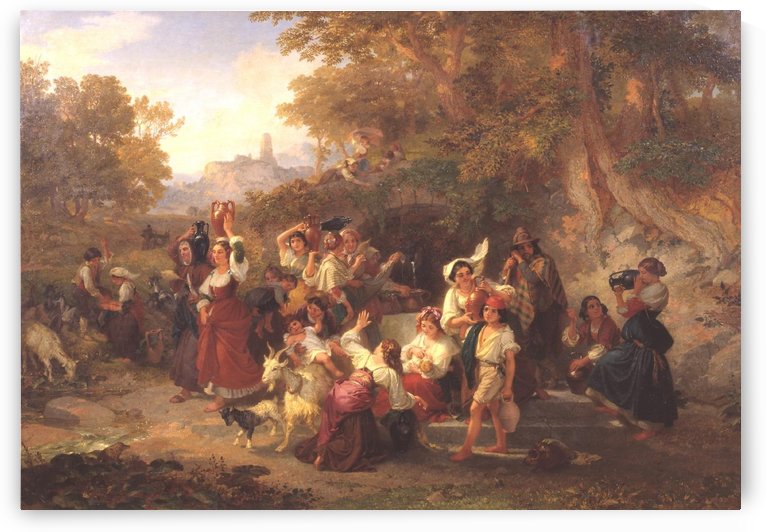 Neapolitan Peasants at a Fountain 1859 by Penry Williams