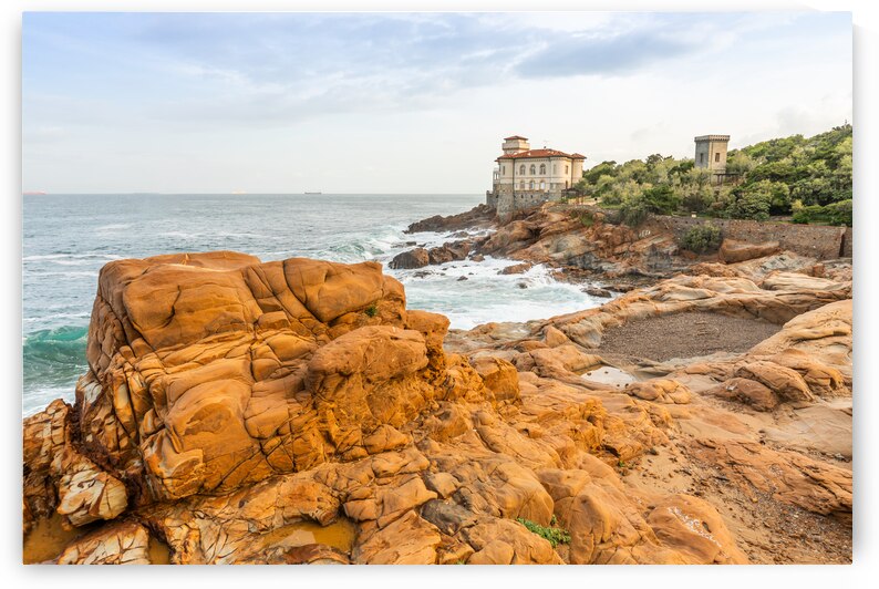 Livorno Italy - Boccale Castle seascape sunset. Rock and sea w by Paolo Modena
