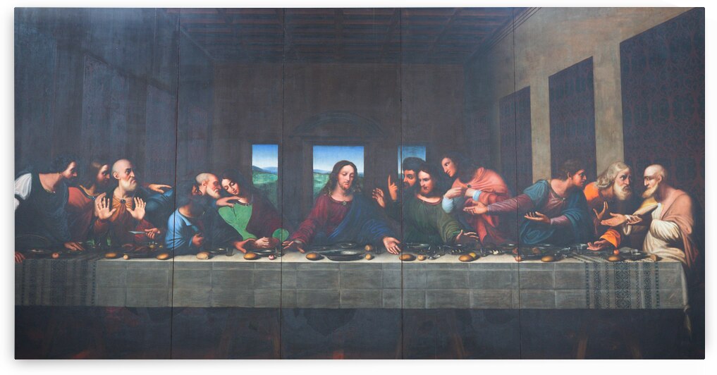 The painting of Last Supper in Turin Duomo after Leonardo da Vin by Paolo Modena