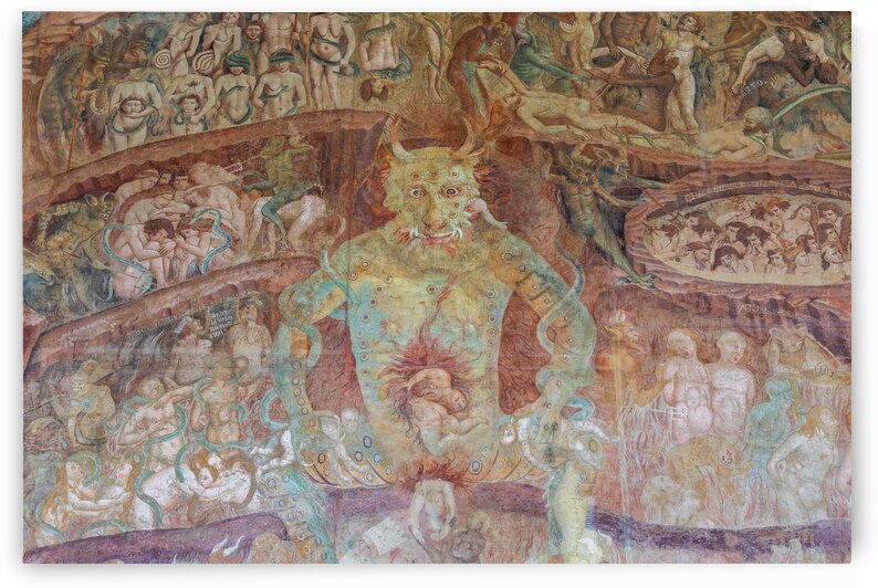 Fresco in the Cemetery with Satan and the medieval hell gothic  by Paolo Modena