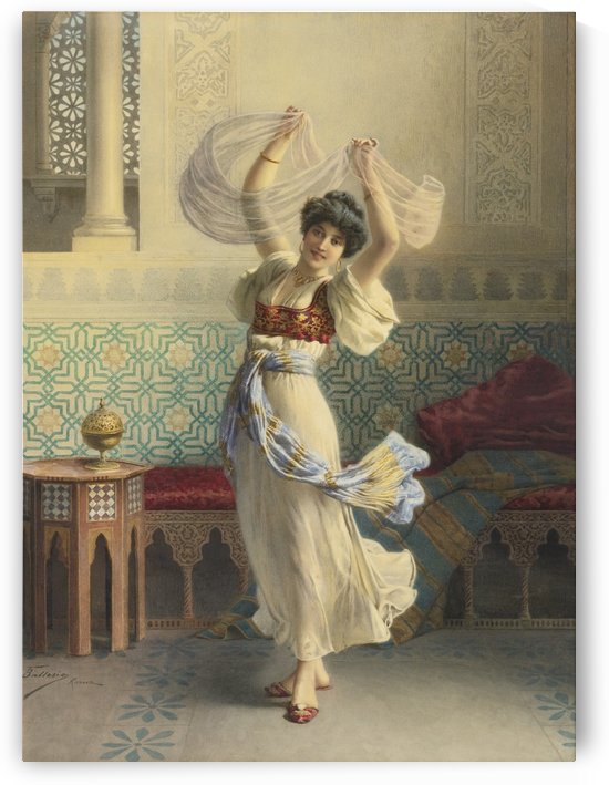 An Oriental woman dancing by Francesco Ballesio