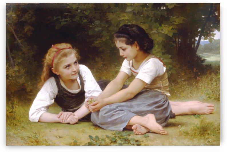 Two girls chatting by William-Adolphe Bouguereau