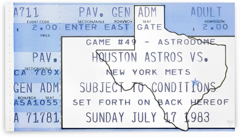 1983 New York Mets vs. Houston Astros Ticket Print by Row One Brand