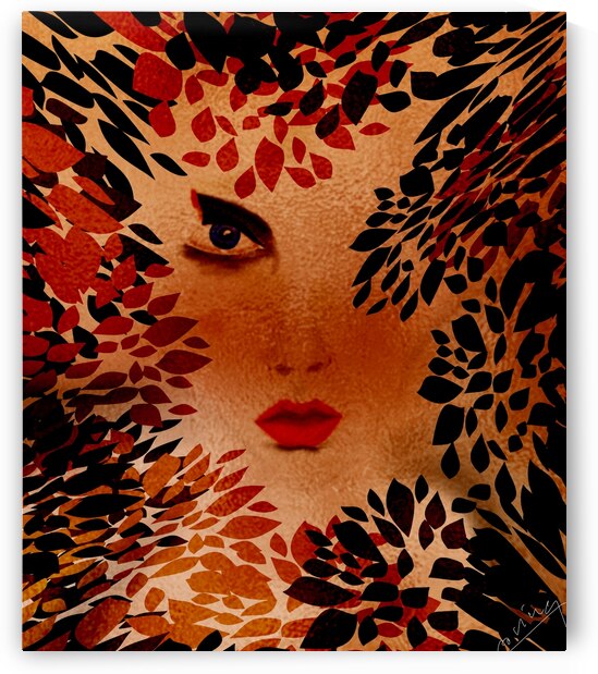 Golden Veil of Enigma - Modern Art Print  by Corina Ioana