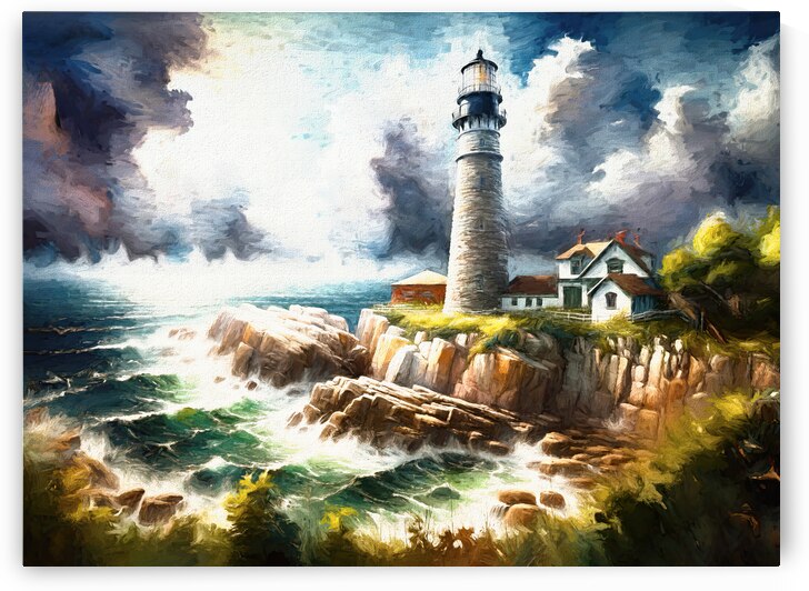 Rough sea at the lighthouse - GIA-2309-1081-OIL by JordiCarrio