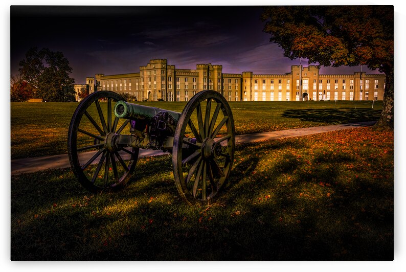 VMI Cannon in Autumn Sunset  by Norma Brandsberg Photography