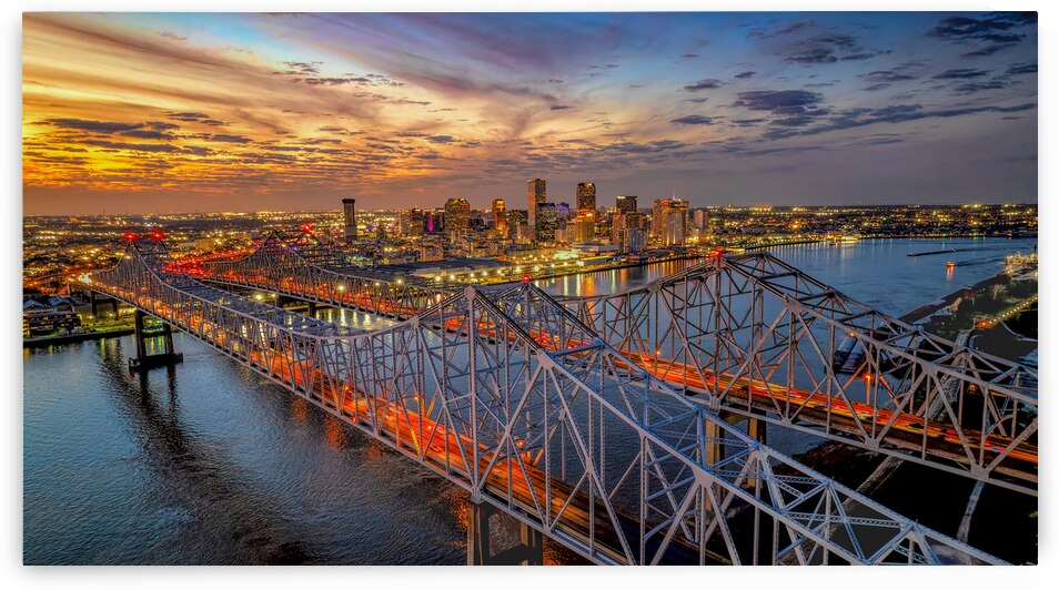 New Orleans Crescent City Connection Bridge Aerial by Norma Brandsberg Photography