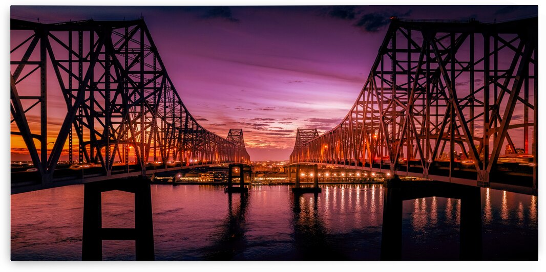 New Orleans Mississippi Aerial Bridge Decks at Sunset by Norma Brandsberg Photography