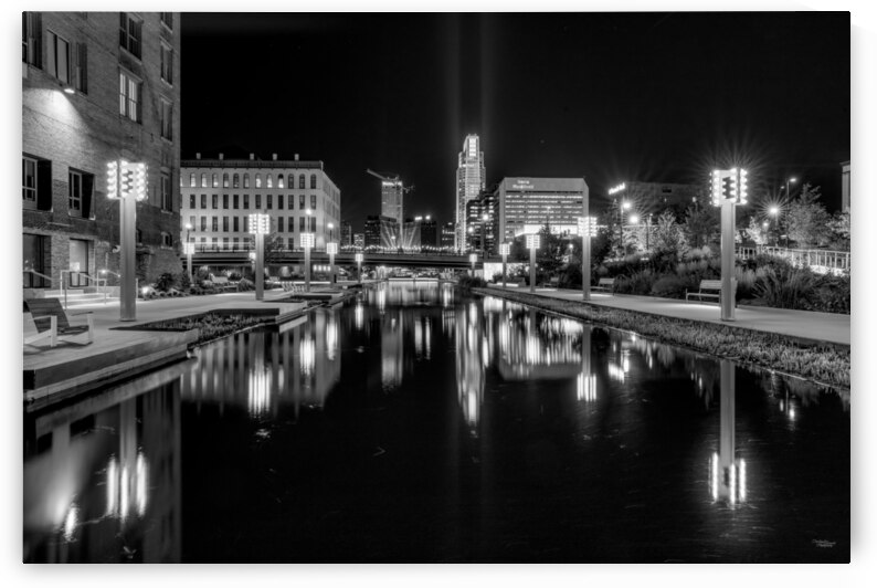 Omaha Nebraska Cityscape Skyline Grayscale by Jennifer White