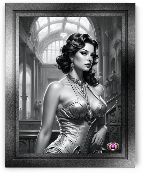 Captivating Portrait Of Chloe Pin Up Retro Age Poster Art AI Concept Creation by Xzendor7 by xzendor7