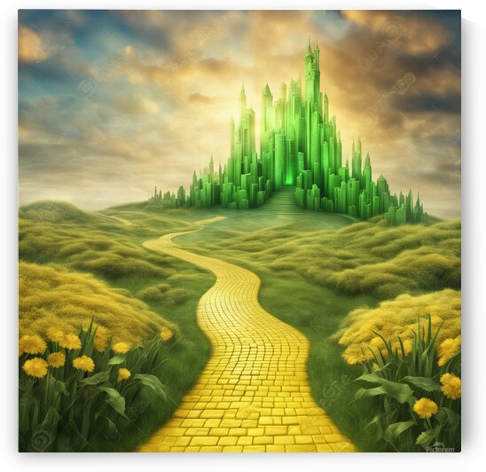 Realistic high definition magical wizard of Oz yellow brick road leading to the Emerald City  by AIGALLERY