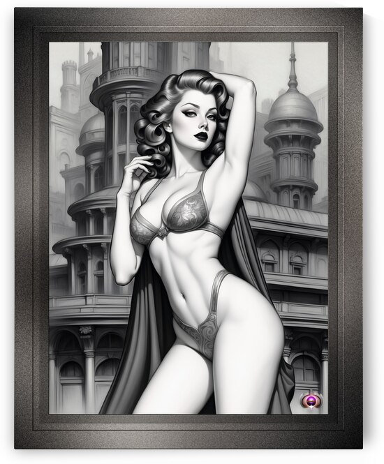 Tranya Of The Retro Age Of Pin Up Girl Poster Art AI Concept Creation Portrait by Xzendor7 by xzendor7
