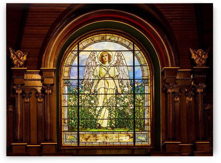 The Angel among the Lilies. Tiffany stained glass window. 1896 by Steve Heap