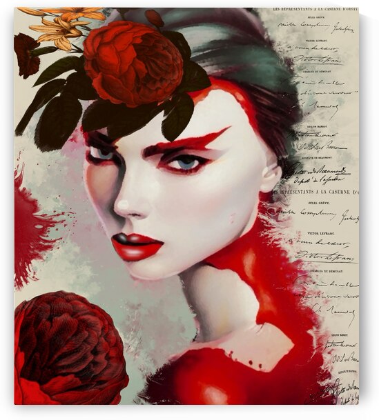 Femme Fatale Blooms - Vintage Art Print by Corina Ioana