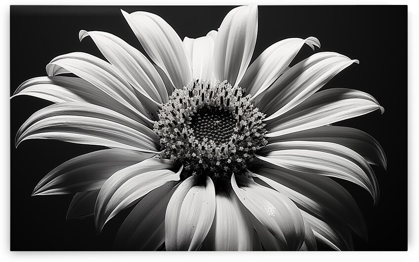 Shadow Bloom – Black and White Sunflower Portrait Print by Savage Art Prints