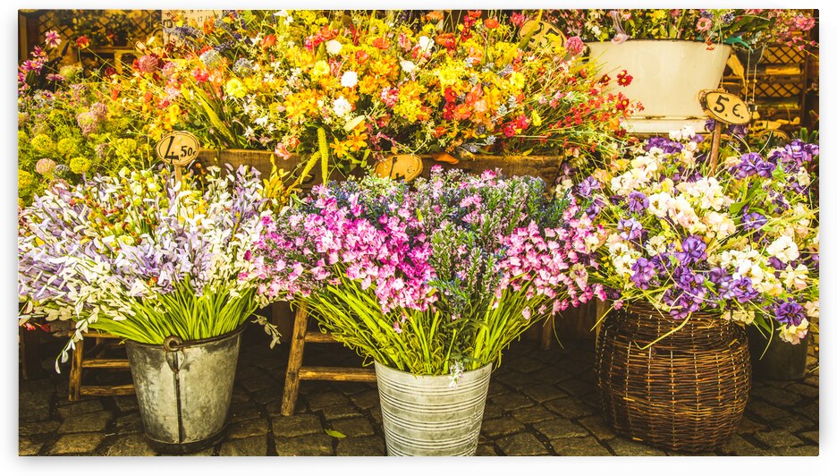 Vintage flowers market on public street - retro cottagecore styl by Paolo Modena