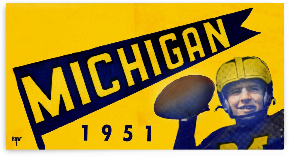 1951 Michigan Football Ticket Remix Art by Row One Brand
