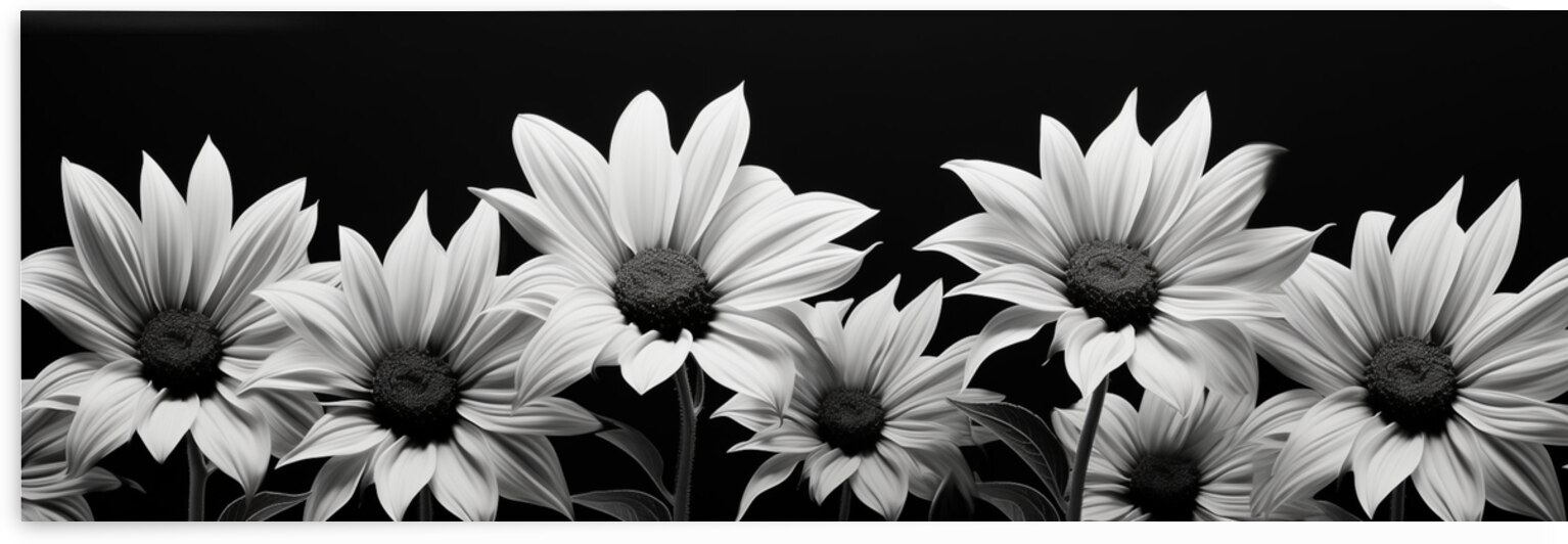Eternal Bloom – Monochrome Sunflower Field Print by Savage Art Prints