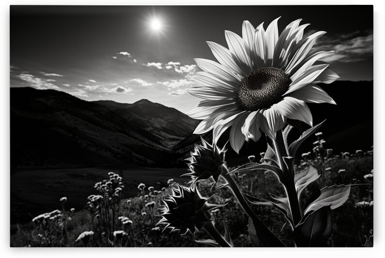 Moonlit Bloom – Night Flower Monochrome Print by Savage Art Prints