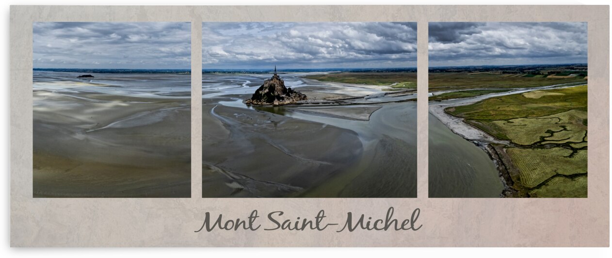 Normandy Mont  St-Michel Triptych Aerial View by Norma Brandsberg Photography