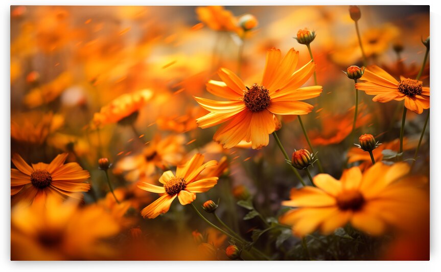 Honeyfield Glow – Warm Sunflower Bokeh Print by Savage Art Prints