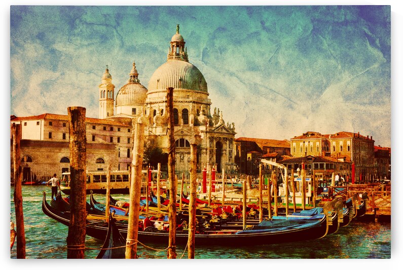 Vintage Landscape with Gondolas by Jacob Farkas