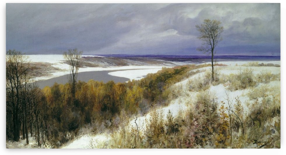 Landscape of a lake with ice by Vasily Dmitrievich Polenov