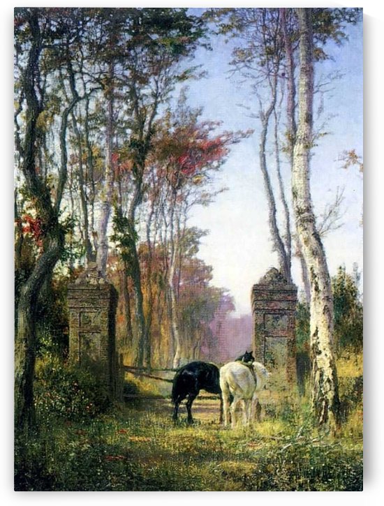 A black and a white horse by Vasily Dmitrievich Polenov