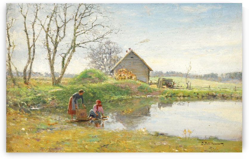 Two women washing by the river by Vasily Dmitrievich Polenov