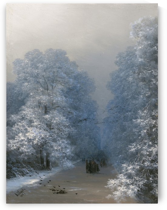 People walking in the woods in winter by Vasily Dmitrievich Polenov