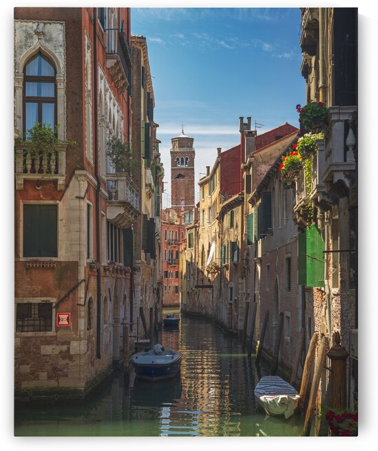 Venice cityscape. Canal and bell tower by Stefano Orazzini