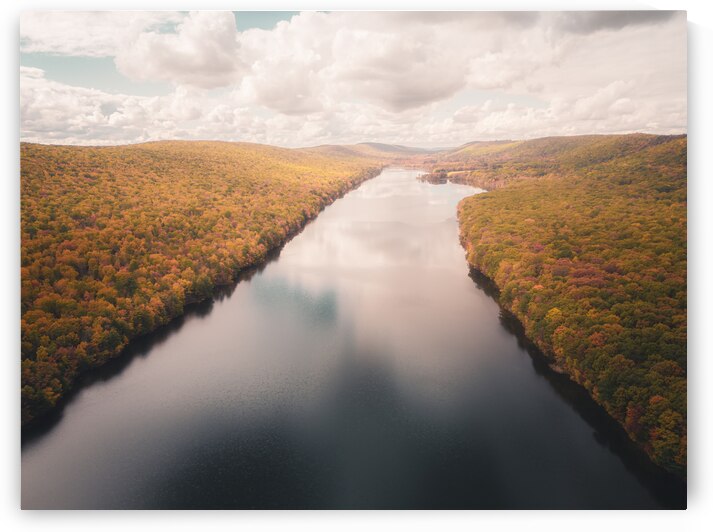 Mauch Chunk Lake Autumn Aerial by Jason Fink