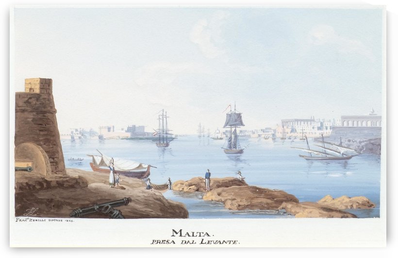 Malta presa dal Levante 1825 by Francesco Zerillo