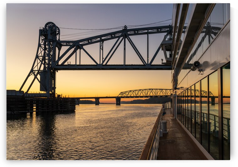 River cruise boat sails under Wabash Railroad bridge by Steve Heap
