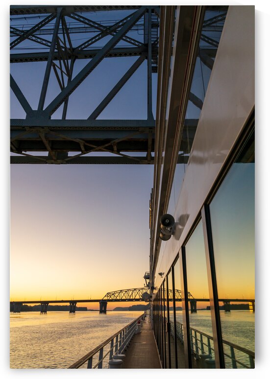 River cruise boat sails under Wabash Railroad bridge by Steve Heap
