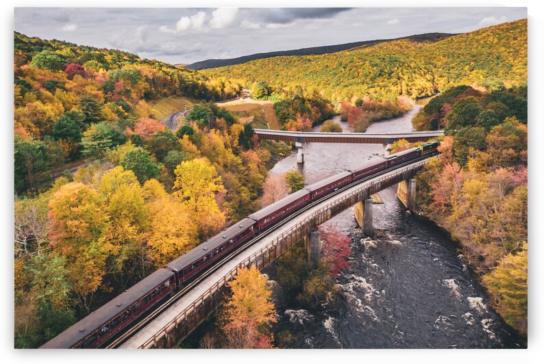 Lehigh Gorge Scenic Railway Aerial Fall Colors by Jason Fink