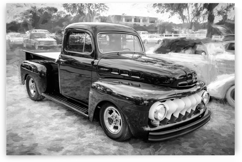 1951 Dark Blue Ford Pick Up Truck F100 X 10 by Rich Franco