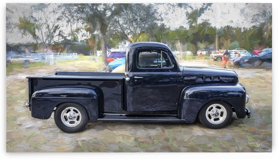 1951 Dark Blue Ford Pick Up Truck F100 X 12 by Rich Franco