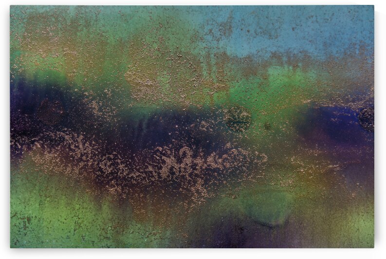 Blues Greens and Brass Abstract by Iris H Richardson