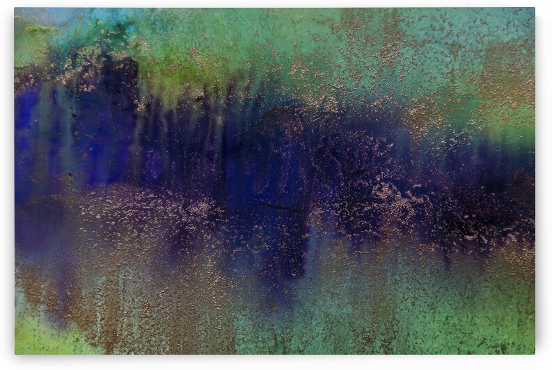 Purple Green Blue Brass Abstract 1123-3 by Iris H Richardson